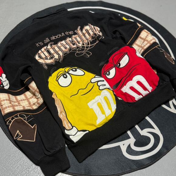 Vintage JH Design M&M “Chocolate Way Of Life” Black Mens Racing Jacket Black - Picture 1 of 7